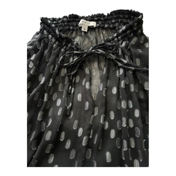 MAETTE blouse, size Medium, black semi sheer , attached camisole. Bell sleeves - Picture 4 of 7
